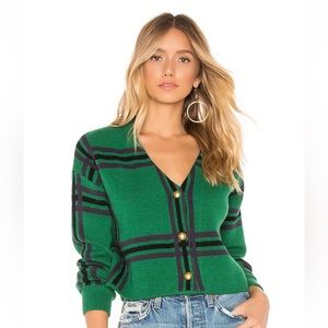 Tularosa Bellair cardi in green plaid. Size: XS. Color: Green.